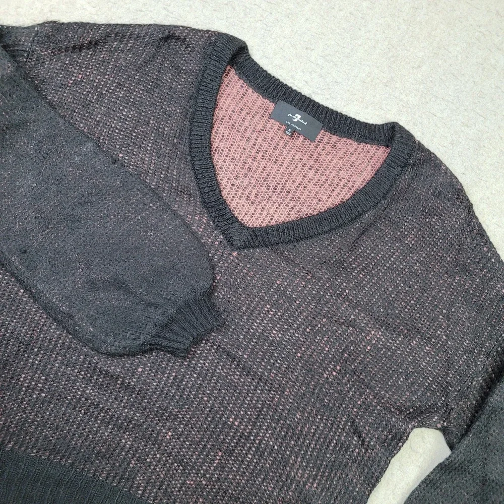 7 For All‎ Mankind Sweater Womens Small Mohair Blend Pullover Fuzzy Knit